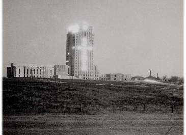 ND State Capitol Building December 19, 1934-The first Capitol lights design.