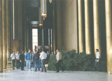 Christmas Tree Set Up-Step 3 takes a lot of people to get the tree up to 1st floor.