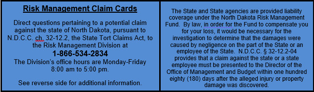 Risk Management Claim Card
